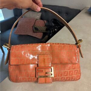 Fendi Orange Shoulder Bag with Iconic FF Monogram